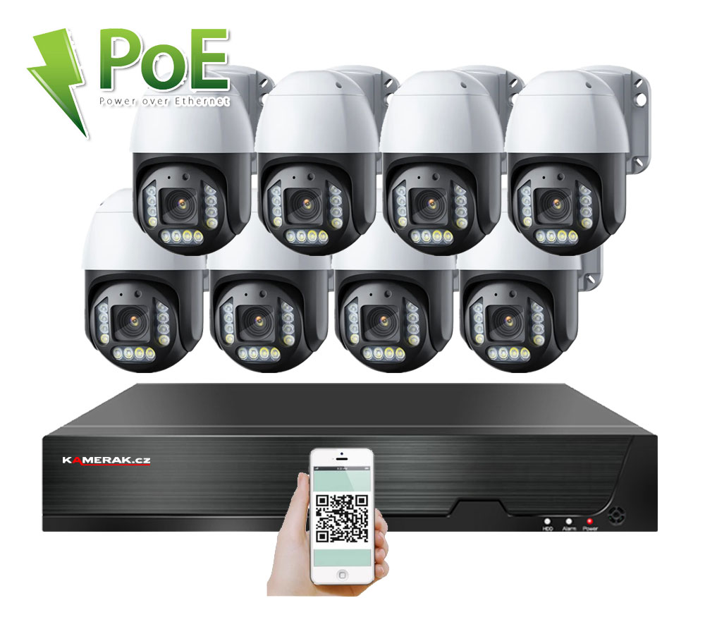 8 kamerový systém PoE XM-PTZ-821B 5x 4Mpx s otočnými kamerami